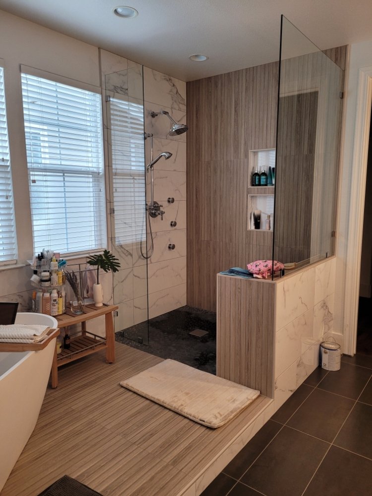 New glass shower installed as part of bathroom remodel in San Jose home